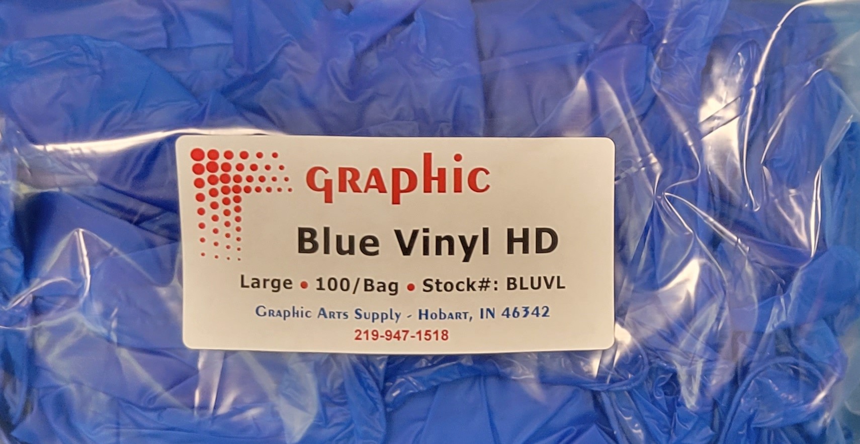 (image for) BLUVL Large Blue Vinyl Powder Free HD 5 Mil Gloves 100/Bag
